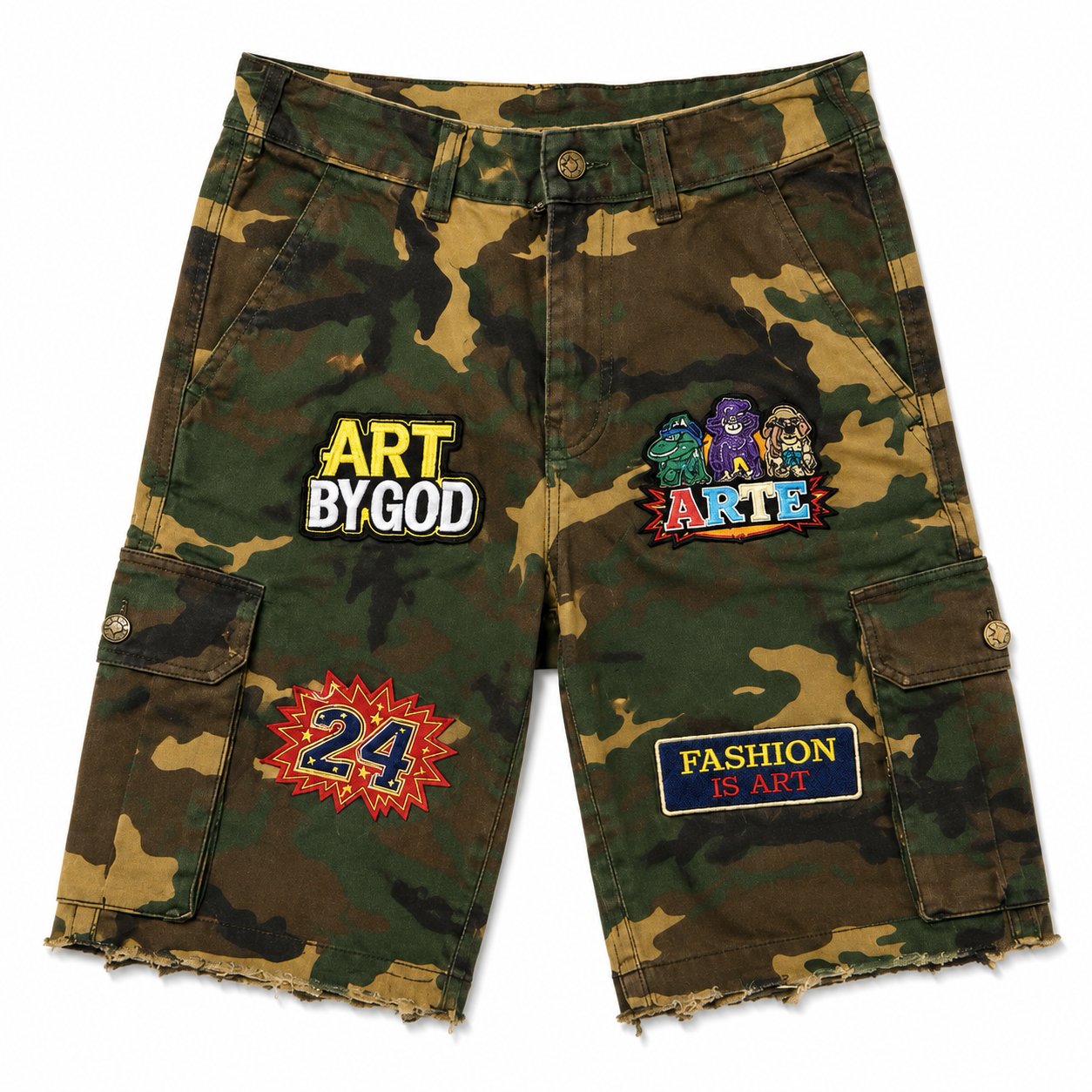 Arte Patchwork Camo Shorts
